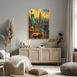New York City Icons Landmarks Poster Abstract Wall Art