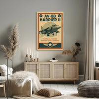 AV-8B Harrier II Retro Military Recruitment Poster