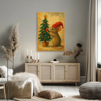 Holiday Mouse and Christmas Tree Poster