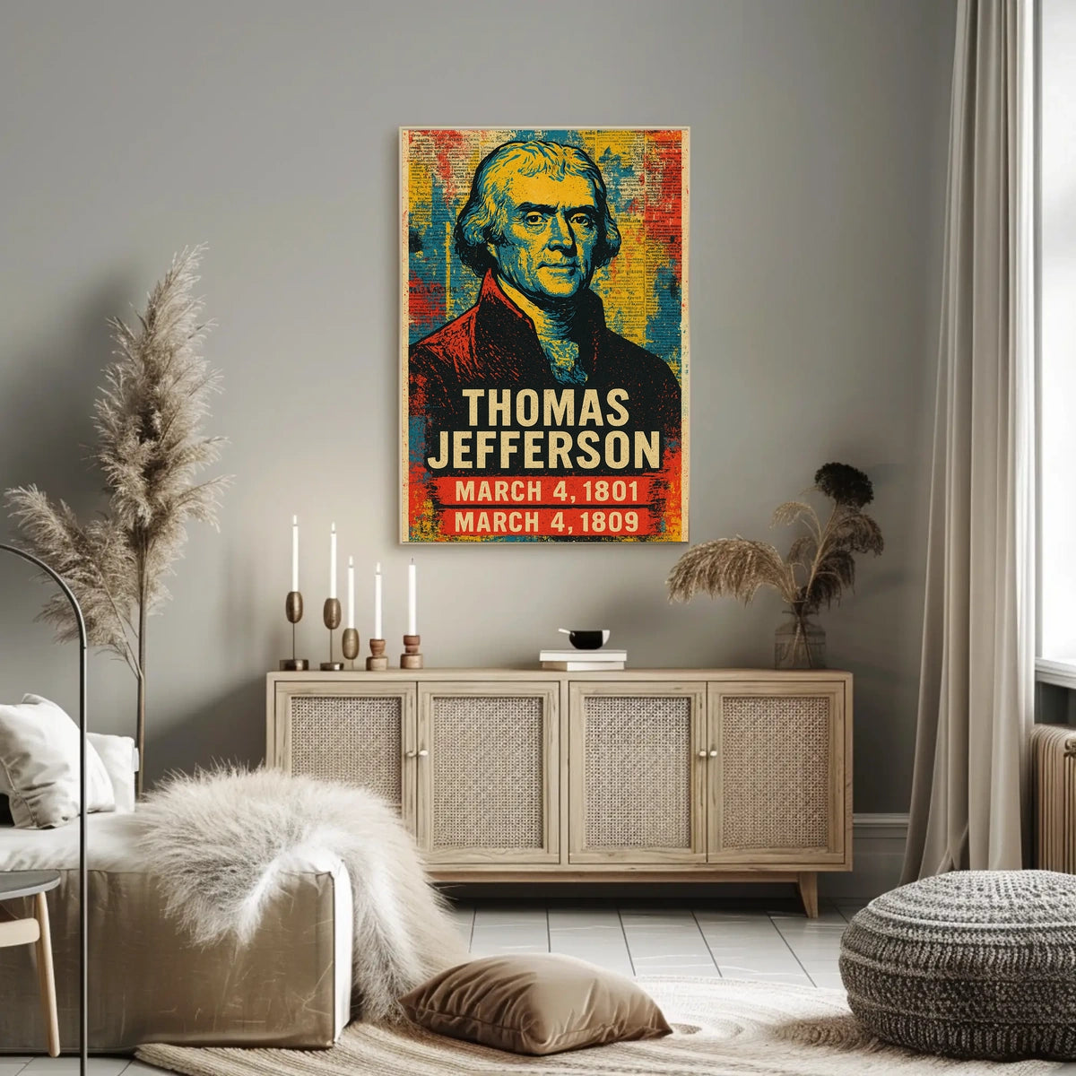 Thomas Jefferson 3rd President of the United States Street Art Mashup Poster