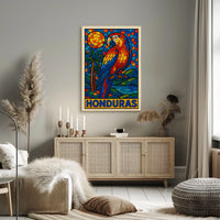 Honduras Vibrant Parrot Mosaic Poster