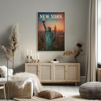 New York Skyline With Statue Of Liberty Poster