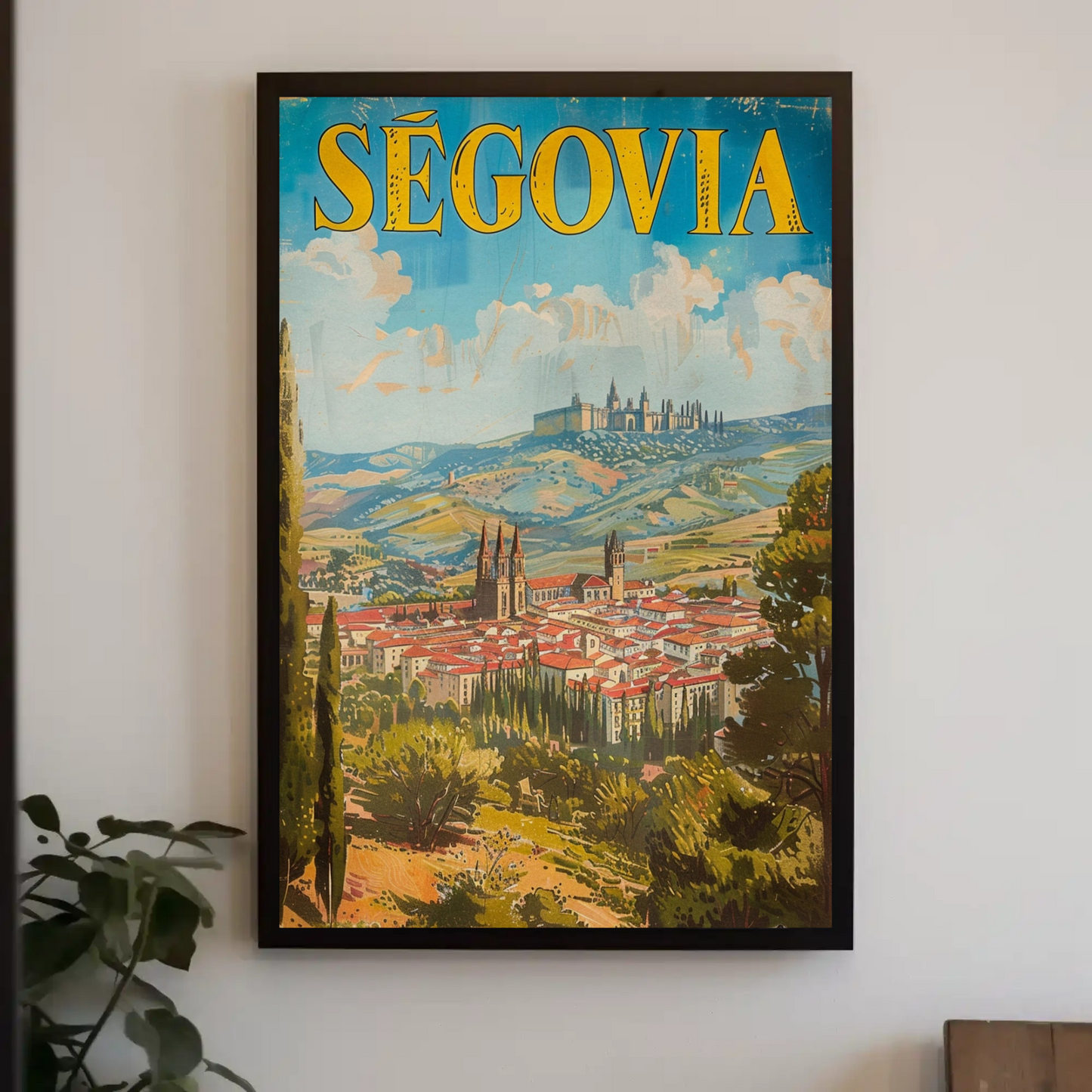 Segovia Historic Hillside Castle Town Travel Poster