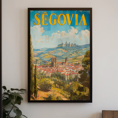 Segovia Historic Hillside Castle Town Travel Poster