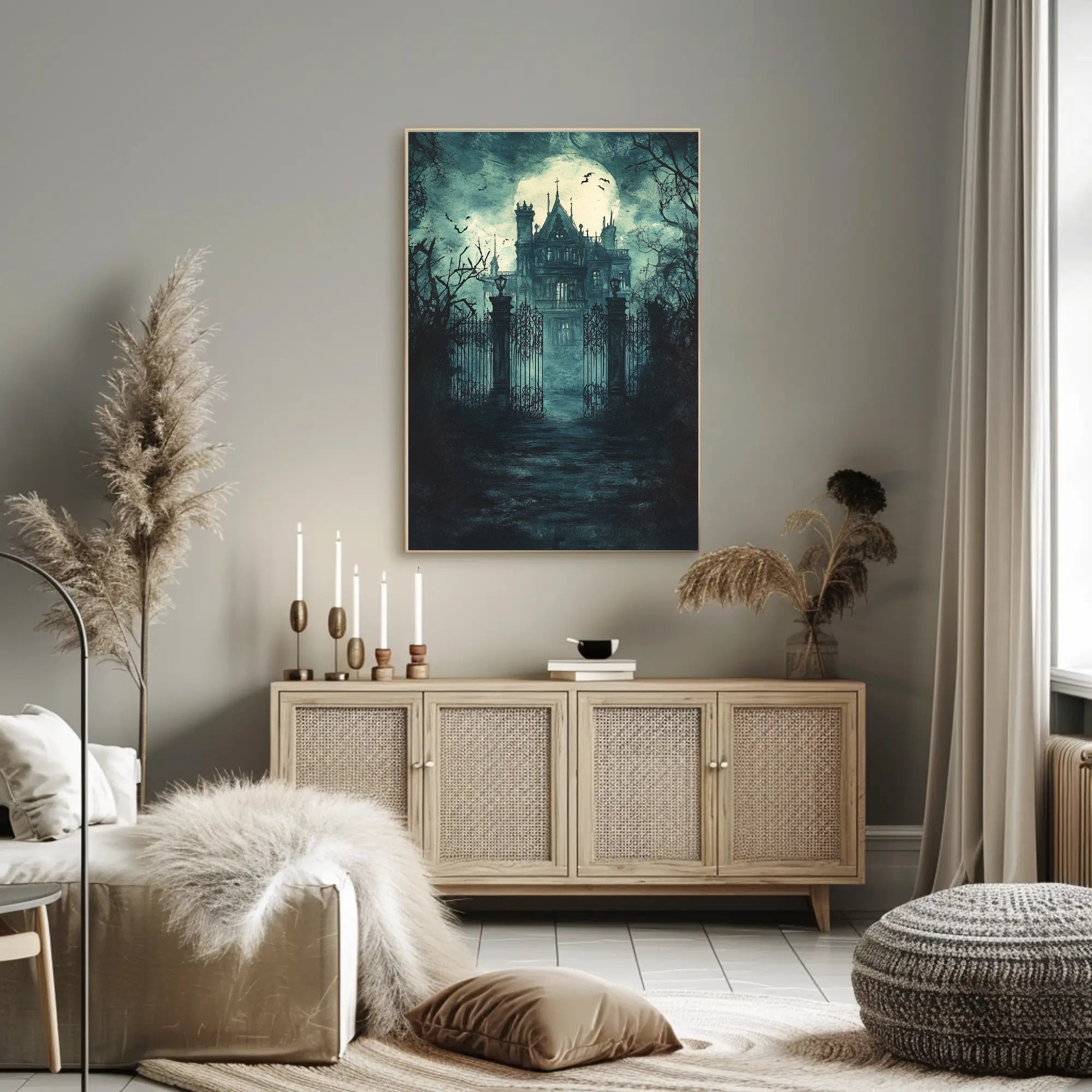 Haunted Manor Under The Moonlight Poster