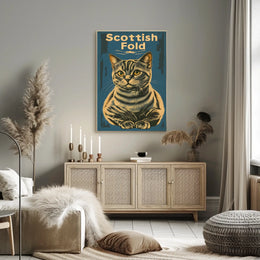 Scottish Fold Cat Artwork Minimalist Studio Poster