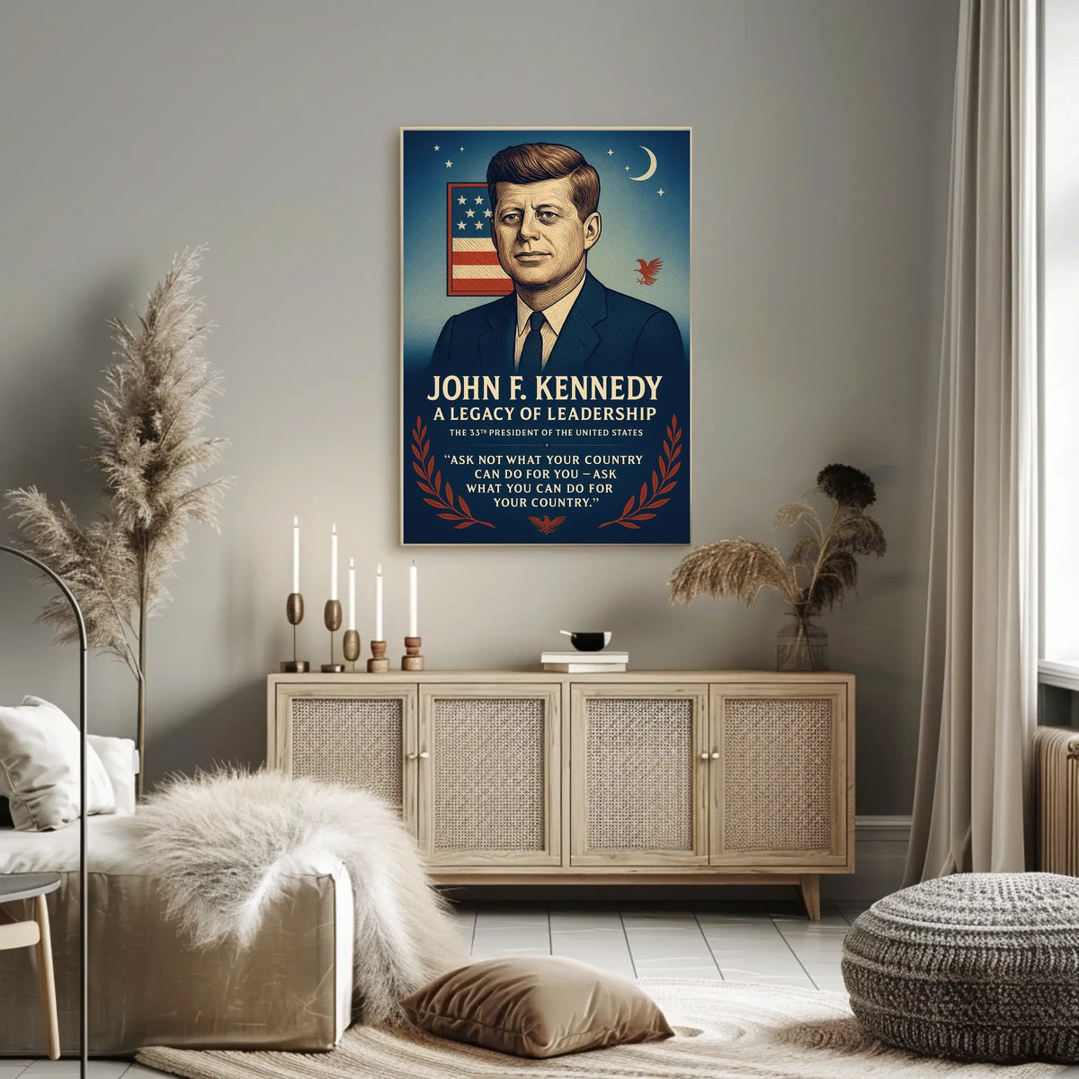 John F. Kennedy Patriotic Vintage Leadership Poster