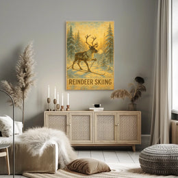 Reindeer Skiing Adventure Poster