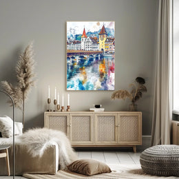 Lucerne Chapel Bridge And Old Town Switzerland Poster