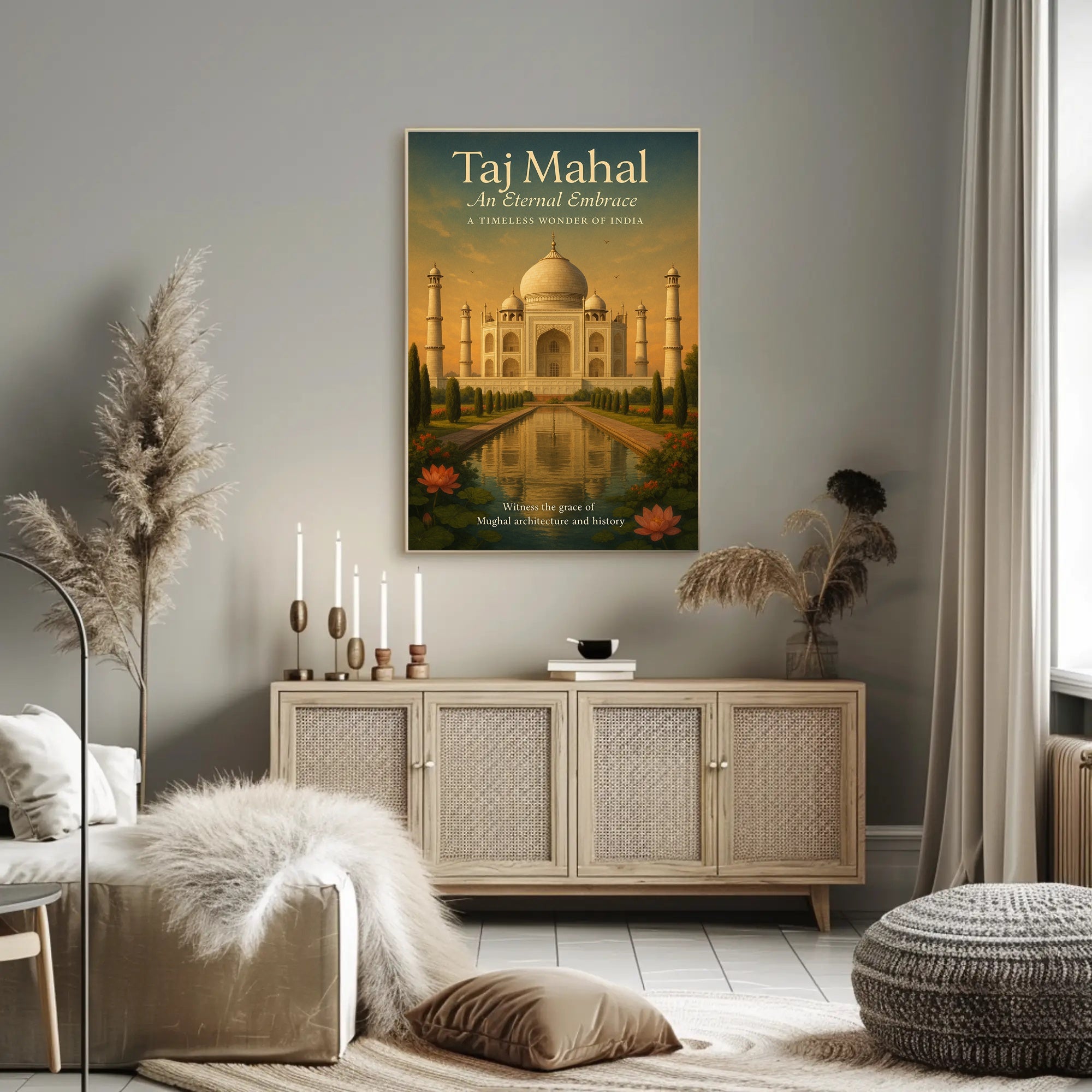 Taj Mahal Vintage Travel Poster Wall Art Print