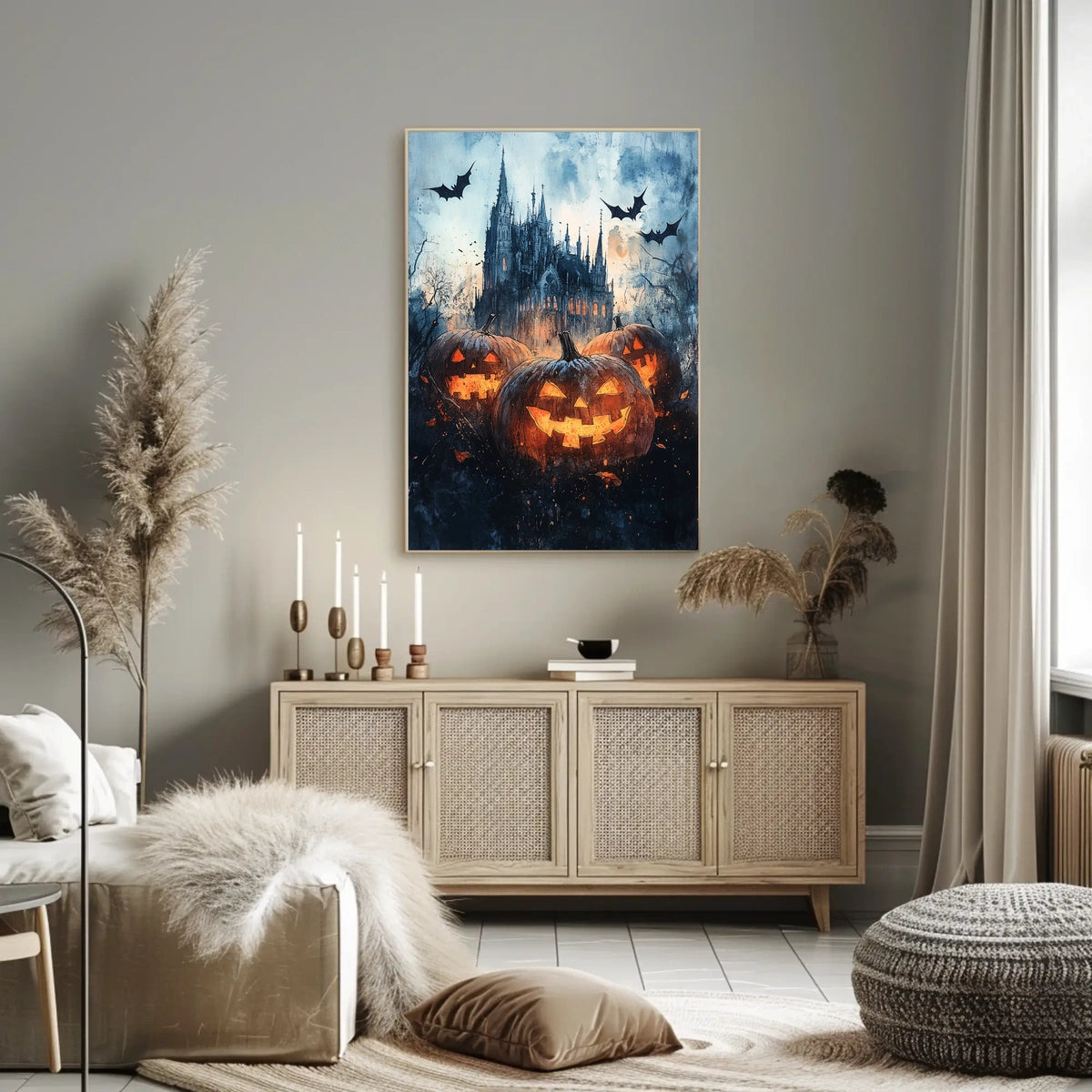 Gothic Ominous Castle Halloween-Themed Cultural Poster