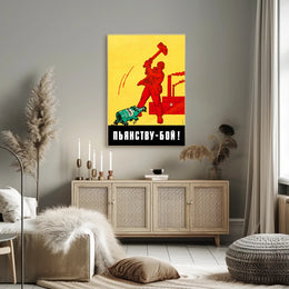 Soviet Anti-Alcohol Propaganda: Vintage Bold Design Poster