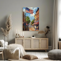 Classic American Town Square Street Scene Vintage Poster