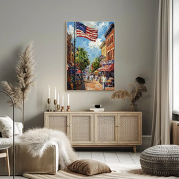 Classic American Town Square Street Scene Vintage Poster