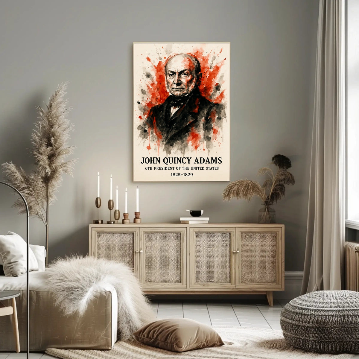 John Quincy Adams Watercolor Historical or Presidential Poster
