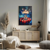 Glowing Sparkler Bouquet In Mason Jar Centerpiece Poster