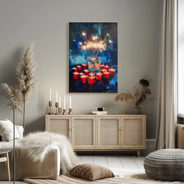 Glowing Sparkler Bouquet In Mason Jar Centerpiece Poster