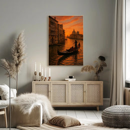 Venice Sunset Gondola: Photorealistic Travel Poster