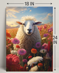 Serene Sheep In Bloom Poster PosterGoat