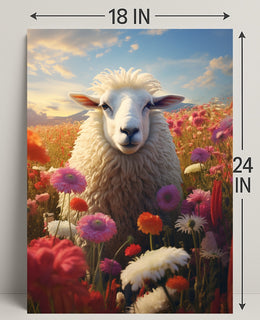 Serene Sheep In Bloom Poster PosterGoat