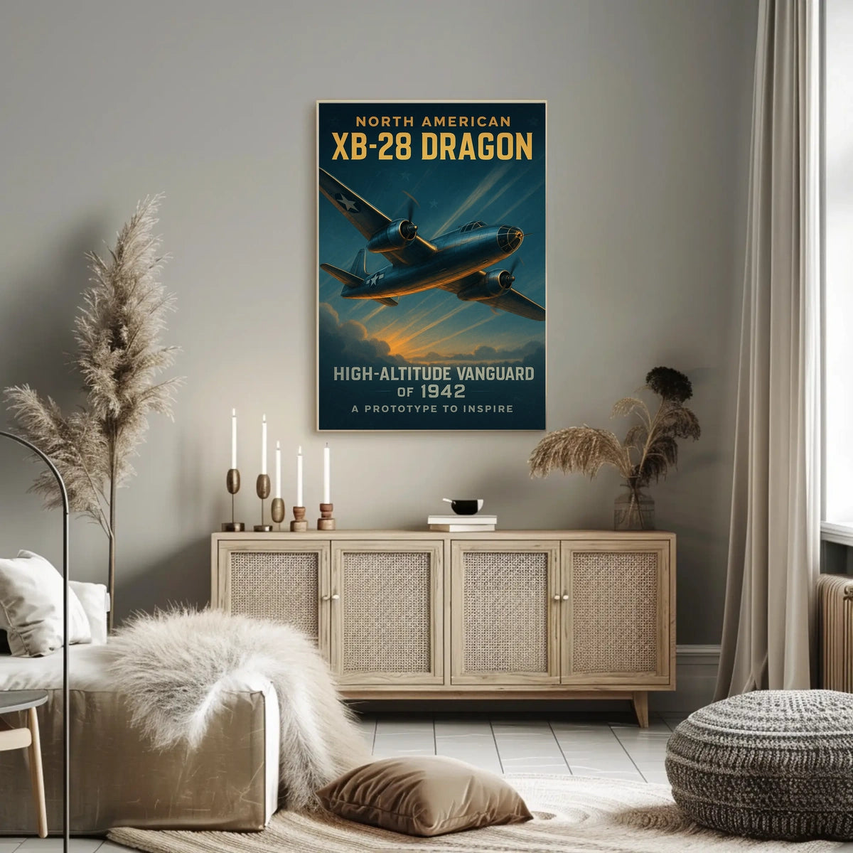 Vintage Aviation Poster: XB-28 Dragon Soaring Skyward