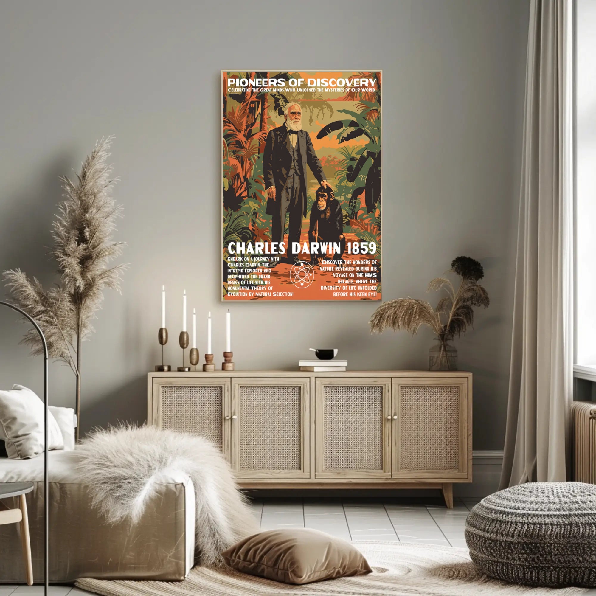 Darwin Evolution Vintage Educational or Infographic Poster
