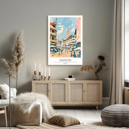 Nairobi Cityscape Illustration Poster PosterGoat