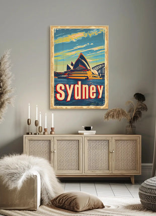Sydney Skyline Vintage Travel Art: Urban Cityscape Poster
