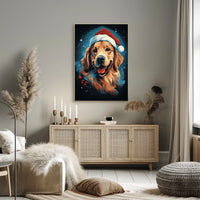 Golden Retriever Christmas Poster: Festive Holiday Decor