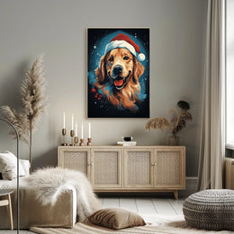 Golden Retriever Christmas Poster: Festive Holiday Decor