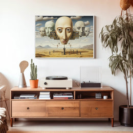 Surreal Dreamscape with Floating Heads - Abstract or Artistic Poster