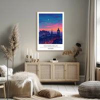 Edinburgh Evening Skyline Travel Poster