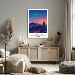Edinburgh Evening Skyline Travel Poster