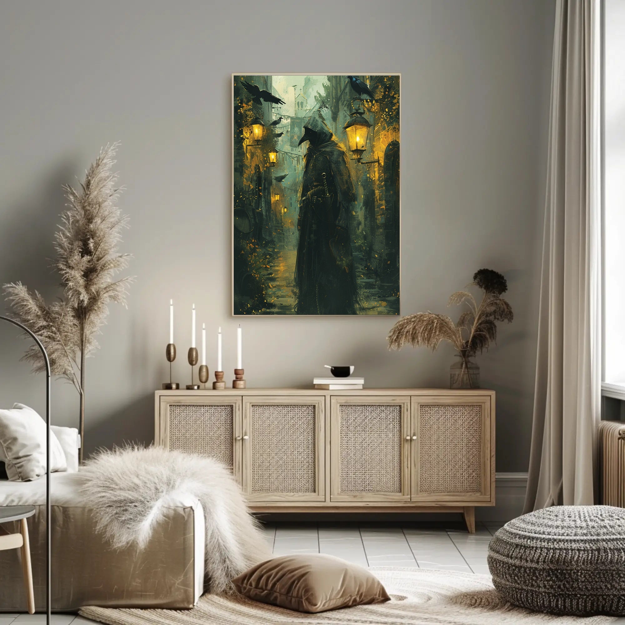Medieval Plague Doctor Gothic Illustration Poster PosterGoat