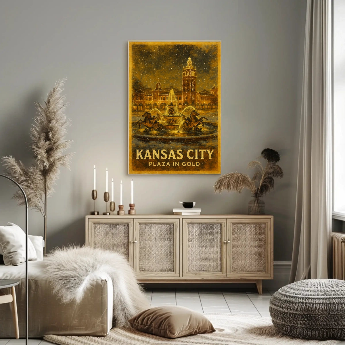 Kansas City Plaza in Gold Poster