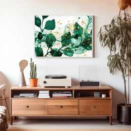 Abstract Elegance in Green and Gold Poster
