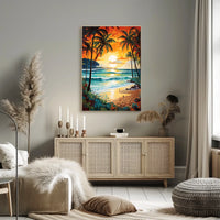 Tropical Beach Sunset Serenity Poster - Travel Poster