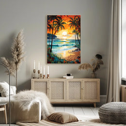 Tropical Beach Sunset Serenity Poster - Travel Poster