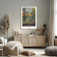 Parisian Autumn Elegance Watercolor in Urban or Cityscape Poster PosterGoat