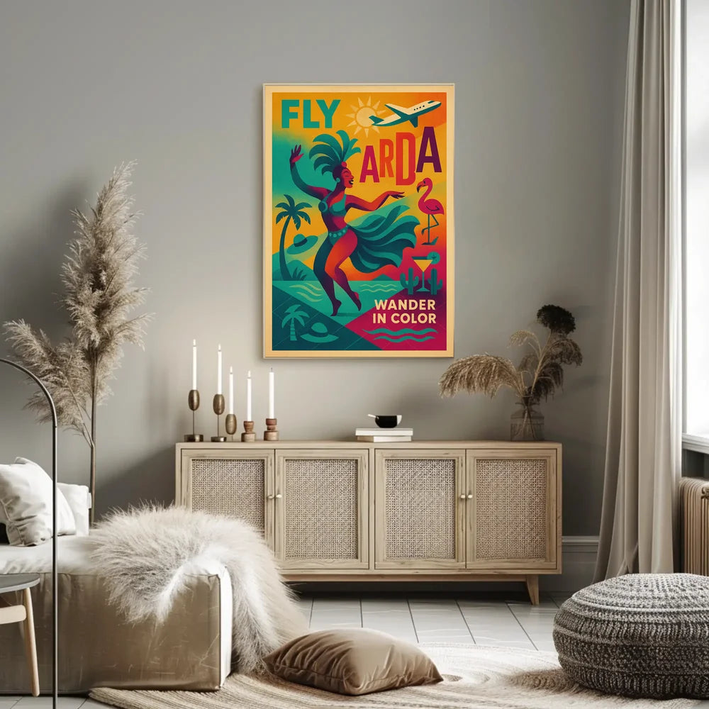 Vibrant Retro Travel Poster Tropical Vacation Escapade PosterGoat