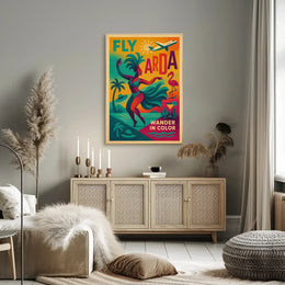Vibrant Retro Travel Poster Tropical Vacation Escapade PosterGoat