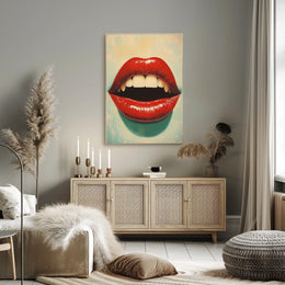 Glossy Red Lips Pop Art Glossy Lips Close-up Poster