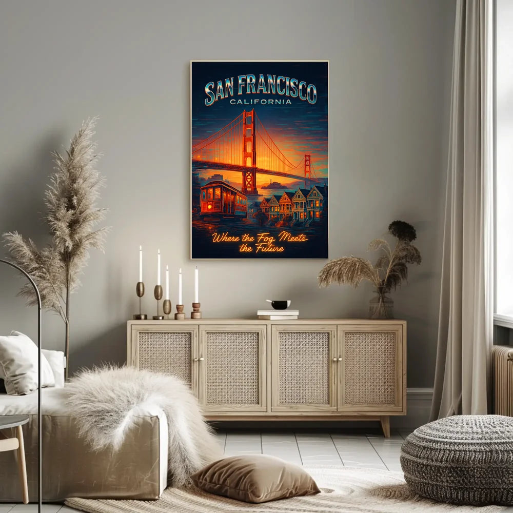 San Francisco Travel Icons Vintage Urban Cityscape Poster PosterGoat