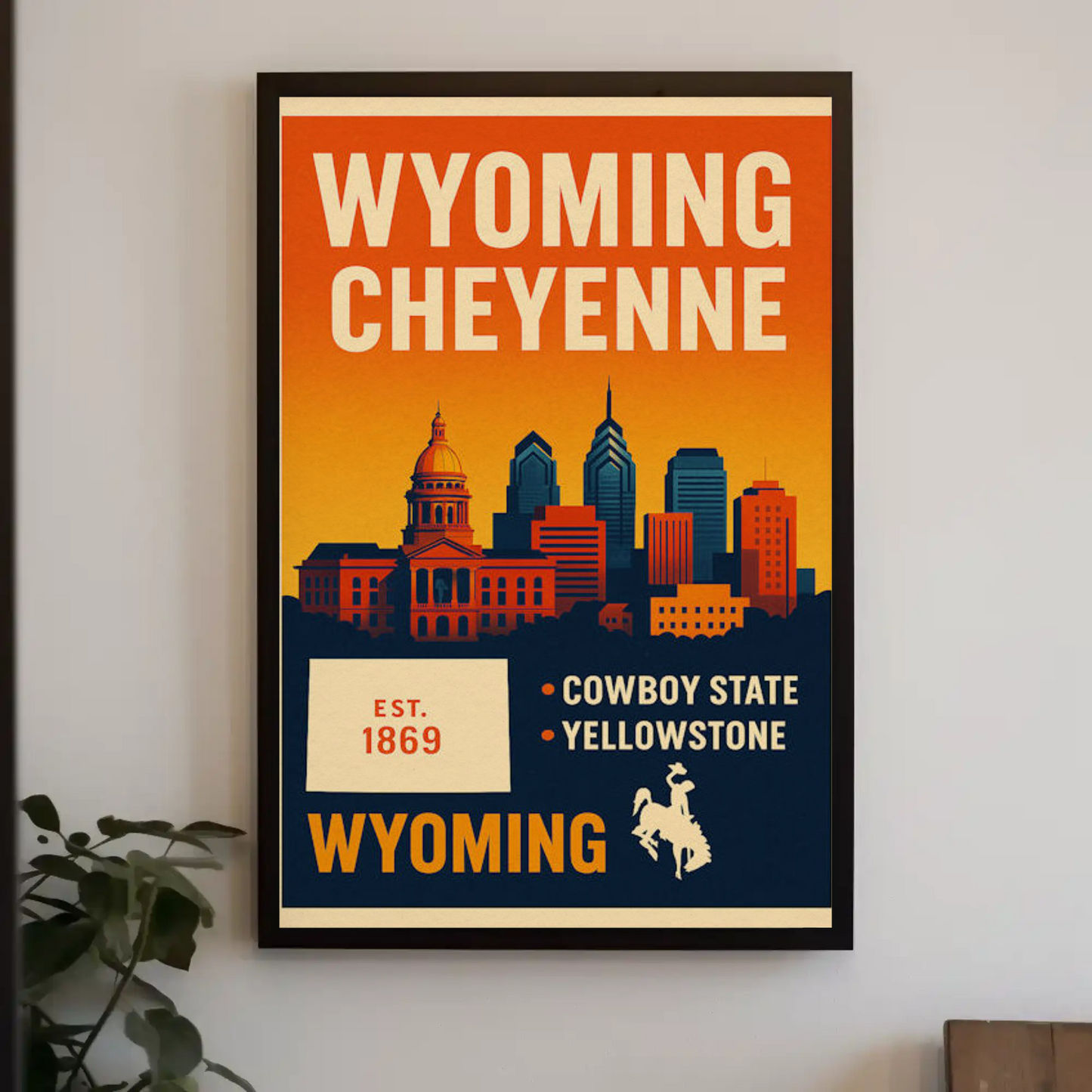 Wyoming Cheyenne Cowboy State Capitol Yellowstone Sunset Travel Poster