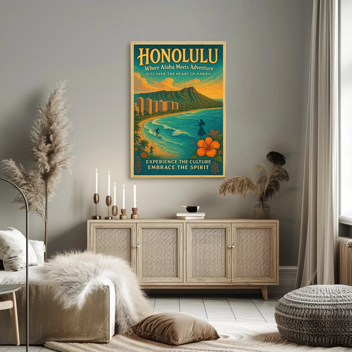 Honolulu Adventure Vintage Hawaiian Poster Print
