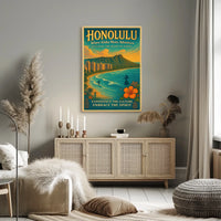 Honolulu Adventure Vintage Hawaiian Poster Print