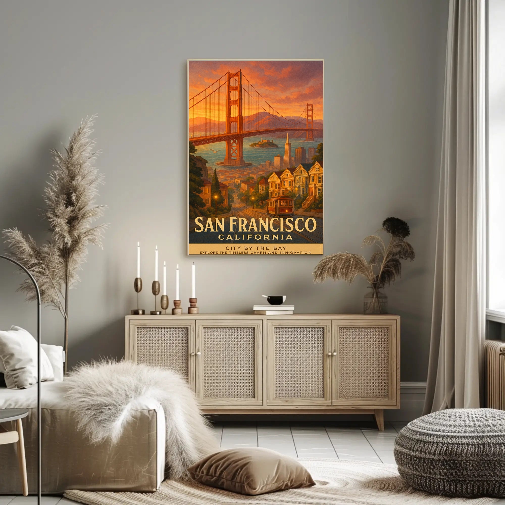 San Francisco Vintage Wall Art Poster Bay Scenery