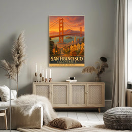 San Francisco Vintage Wall Art Poster Bay Scenery