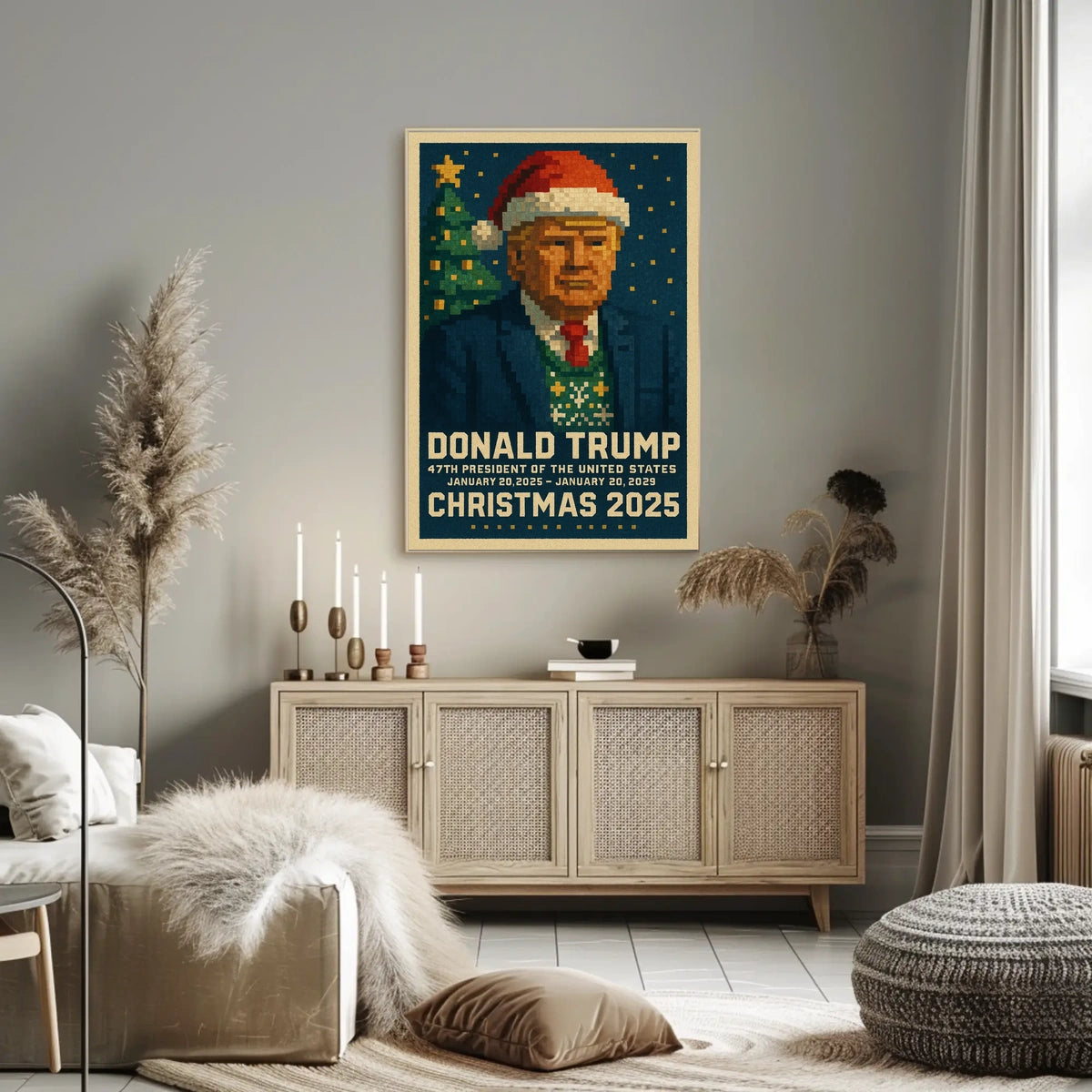Pixelated Festive Style Art: Pop Culture Poster
