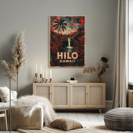 Hilo Hawaii Nostalgic Vintage Travel Poster